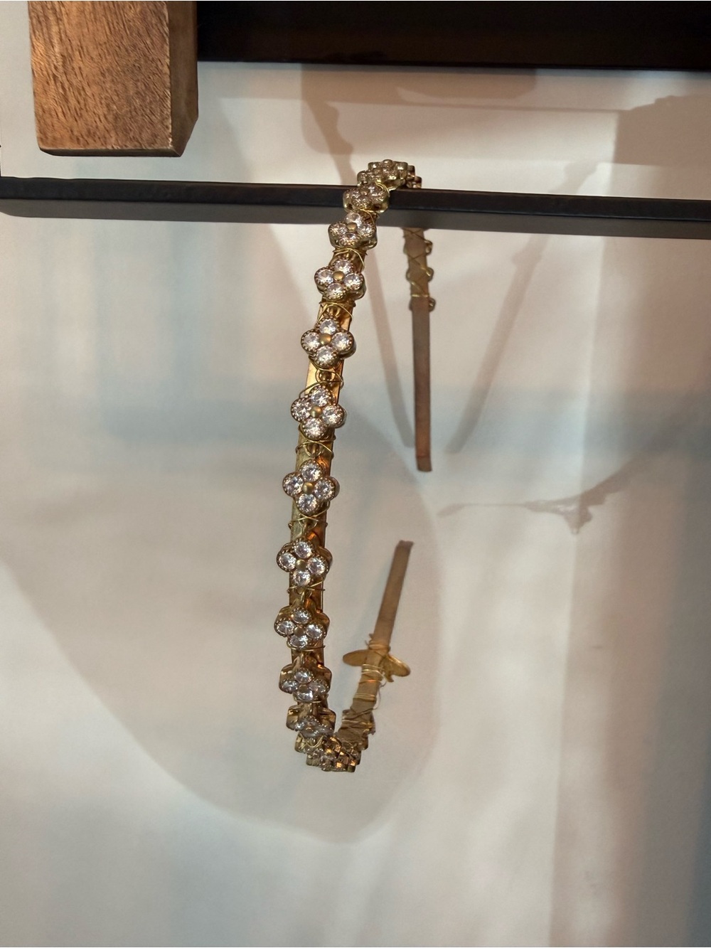 Italian Embellished Headband in Gold & Clear Like New
